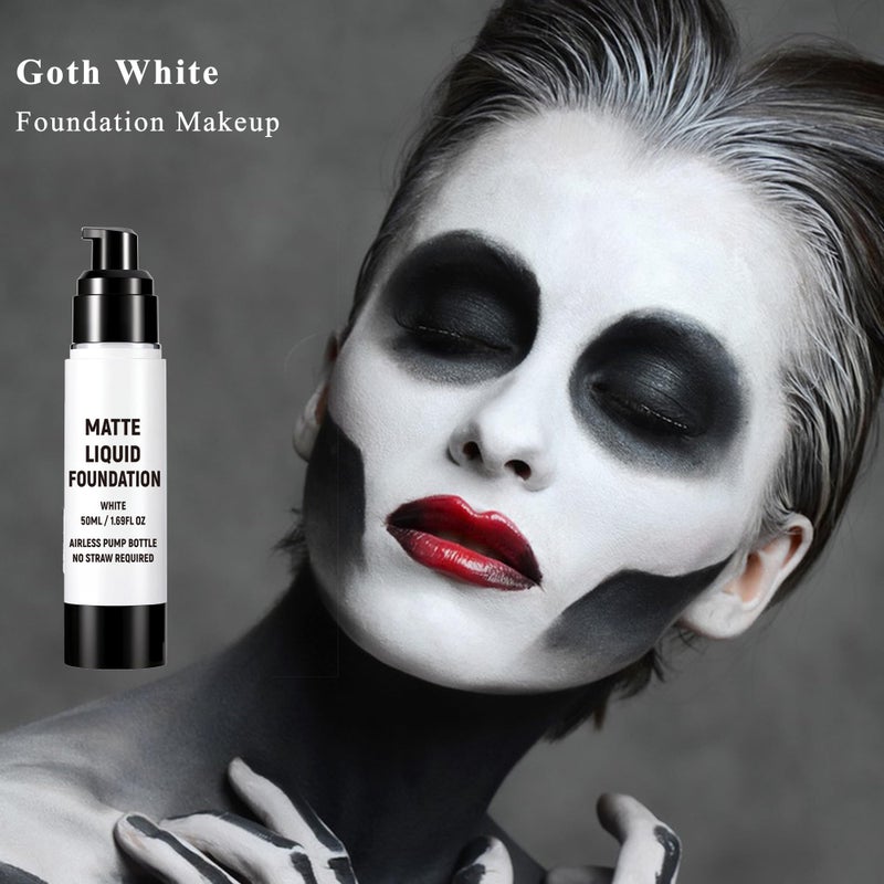 Wismee Clown White Face Paint, White Liquid Foundation Full Coverage Matte Flawless Finish Foundation for Goth Clown Makeup,Daily,Cosplay, Halloween Makeup - Image 3
